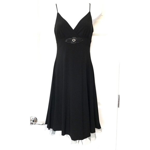 B Darlin Small 3/4 Little Black Dress 90s Y2K Tulle Whimsigoth Goth Vintage - Picture 1 of 12